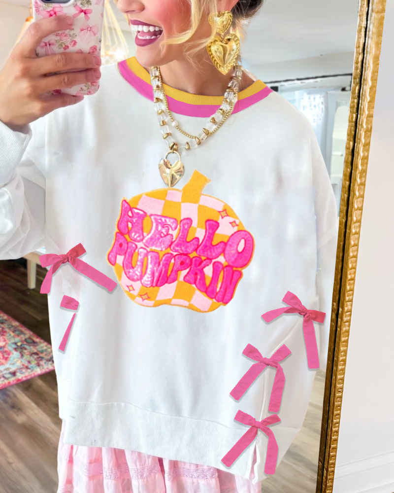 Hello Pumpkin Embroidered Sweatshirt