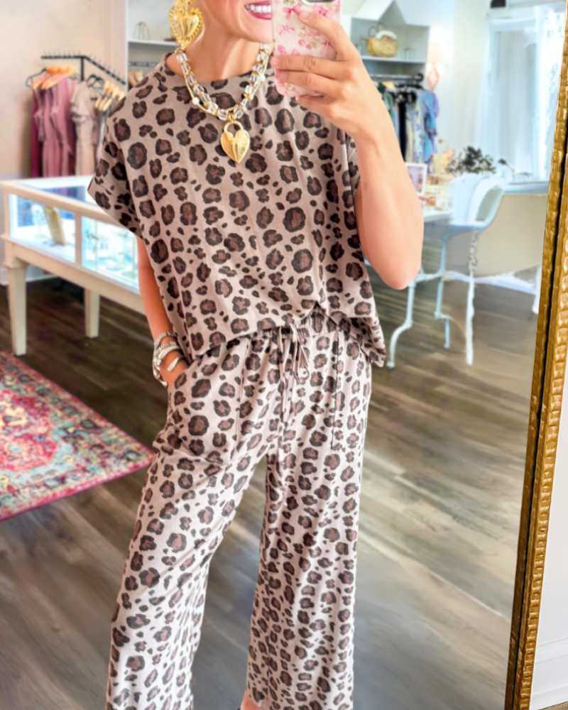Leopard Print Polka Dot Set