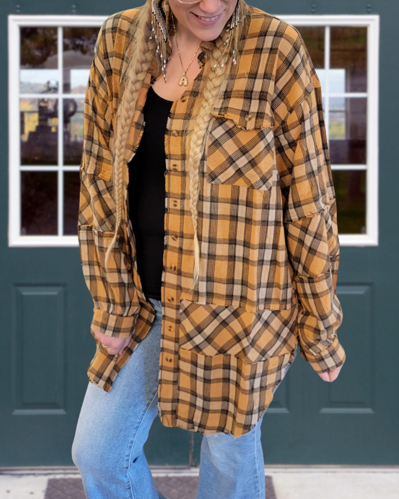 Oversized Casual Plaid Shirt