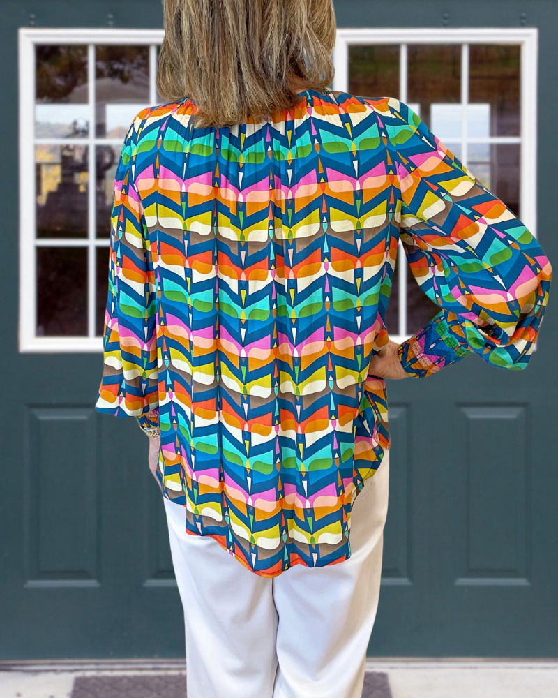 Abstract Rainbow Striped Top