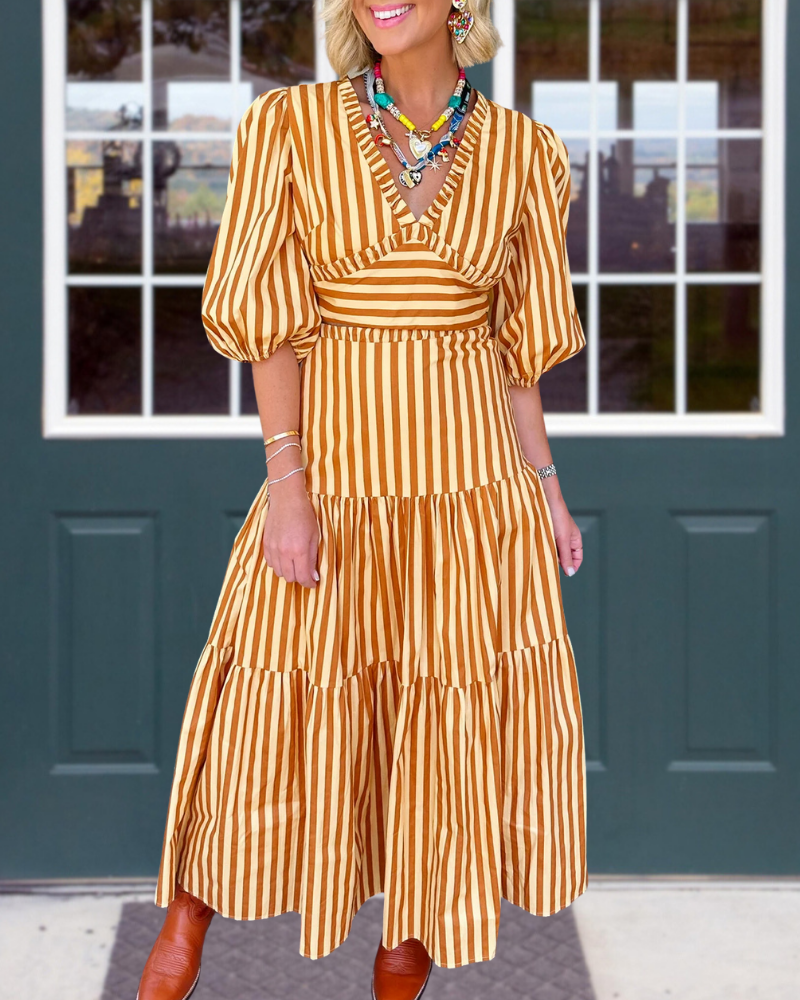 Stylish Striped Layered Maxi Dress