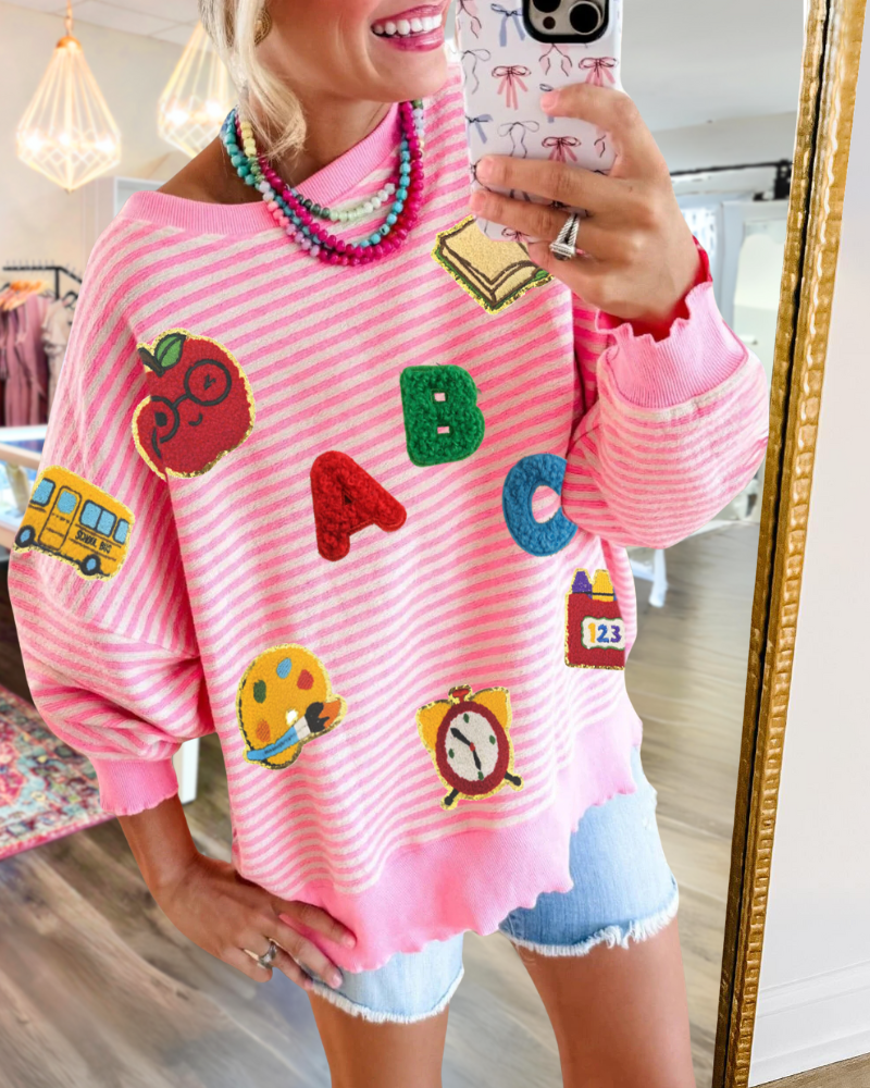 School Sequin Stripe Sweatshirt