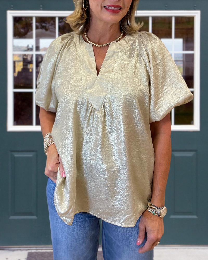 Simple Solid Puff Sleeve Top