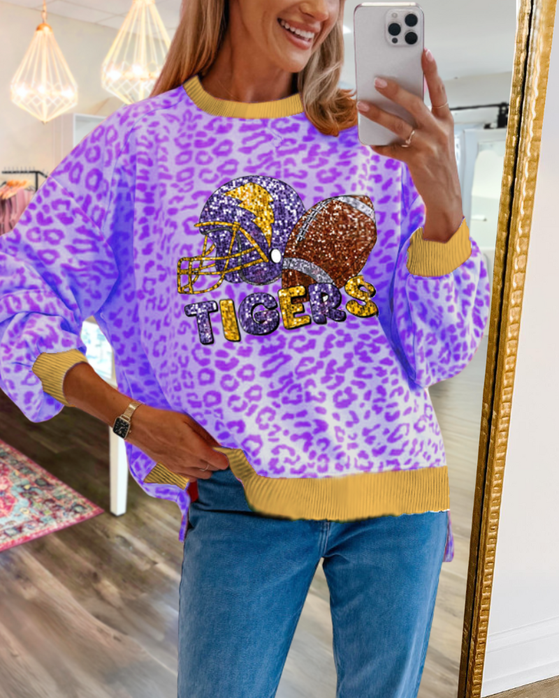 TIGERS Sequined Leopard Sweatshirt