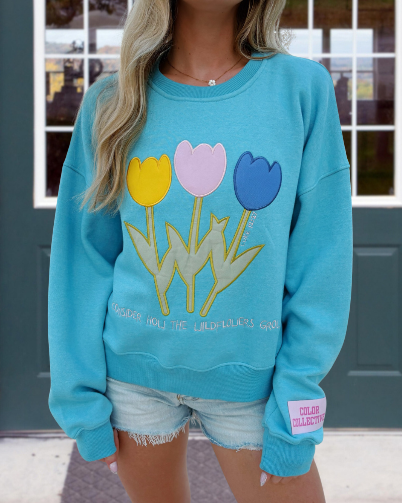Bouquet Embroidery Crewneck Sweatshirt