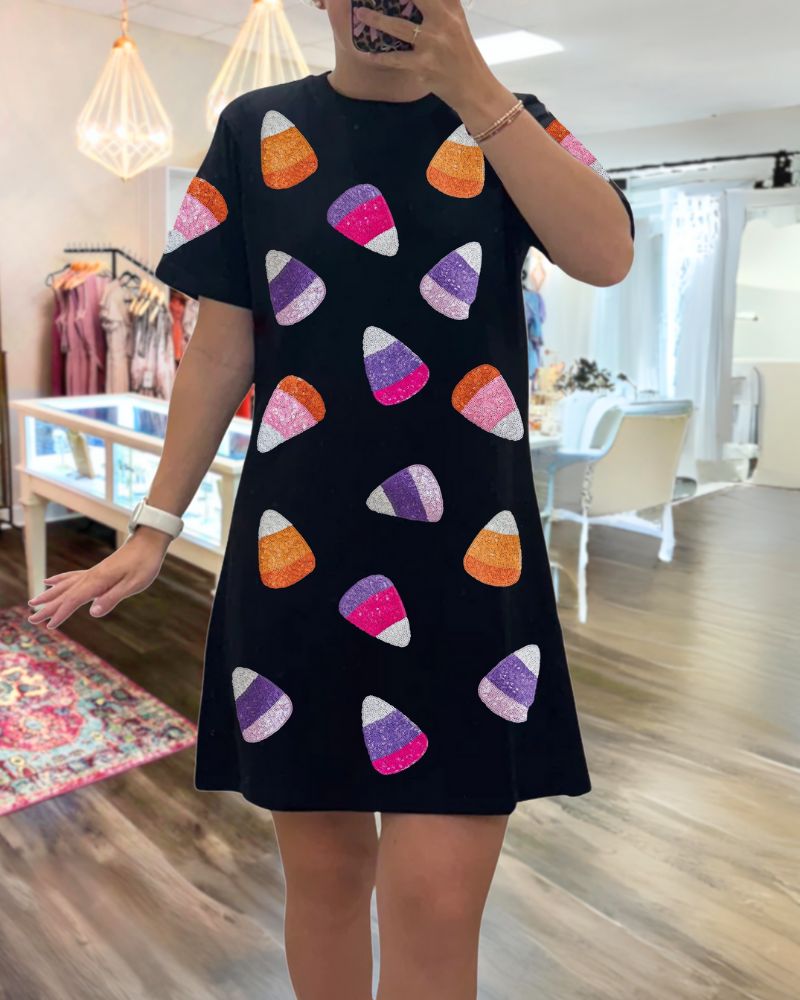 Candy Corn Sequin Mini Dress