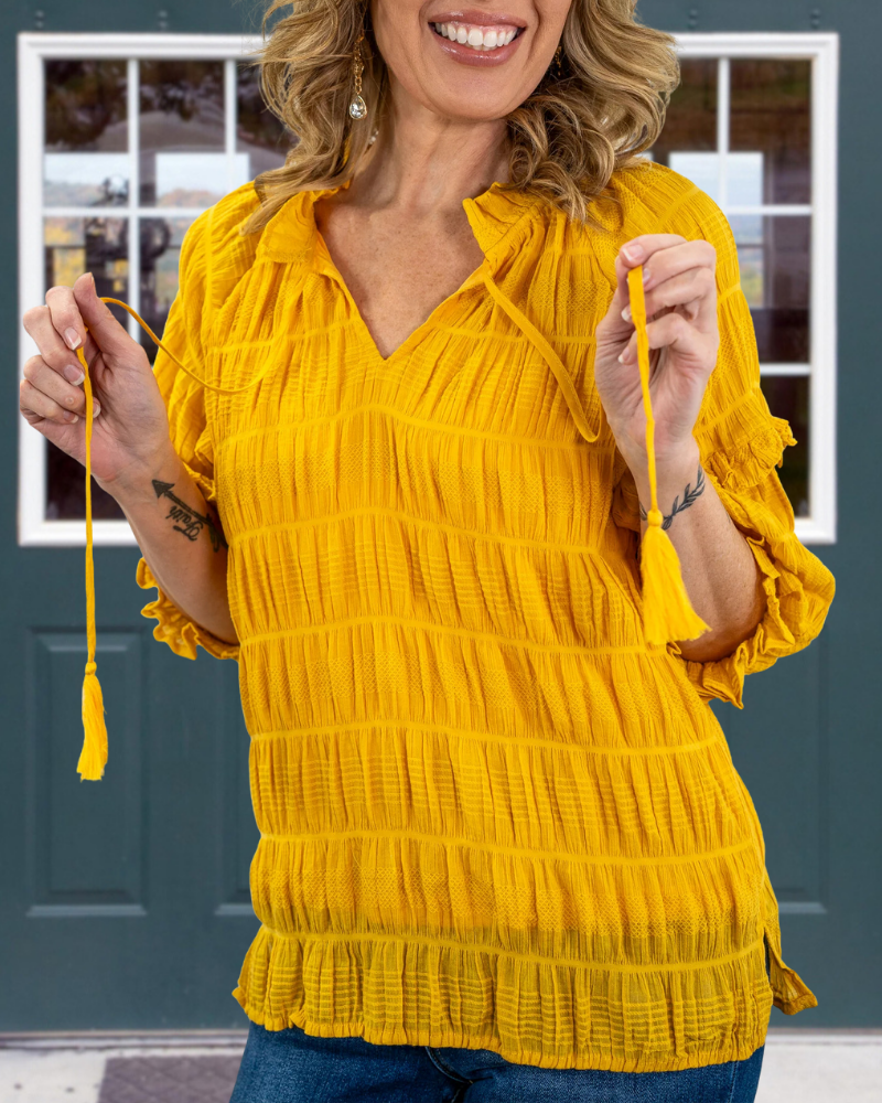 Stylish Ruffled Pleated Top