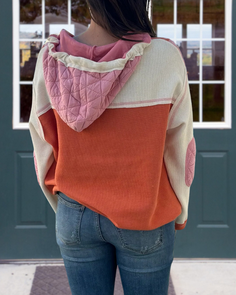 Patchwork Quilted Hoodie Jacket
