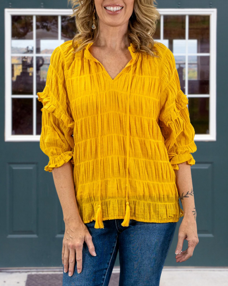 Stylish Ruffled Pleated Top