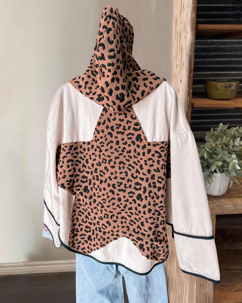 Leopard Print Star Hooded Jacket
