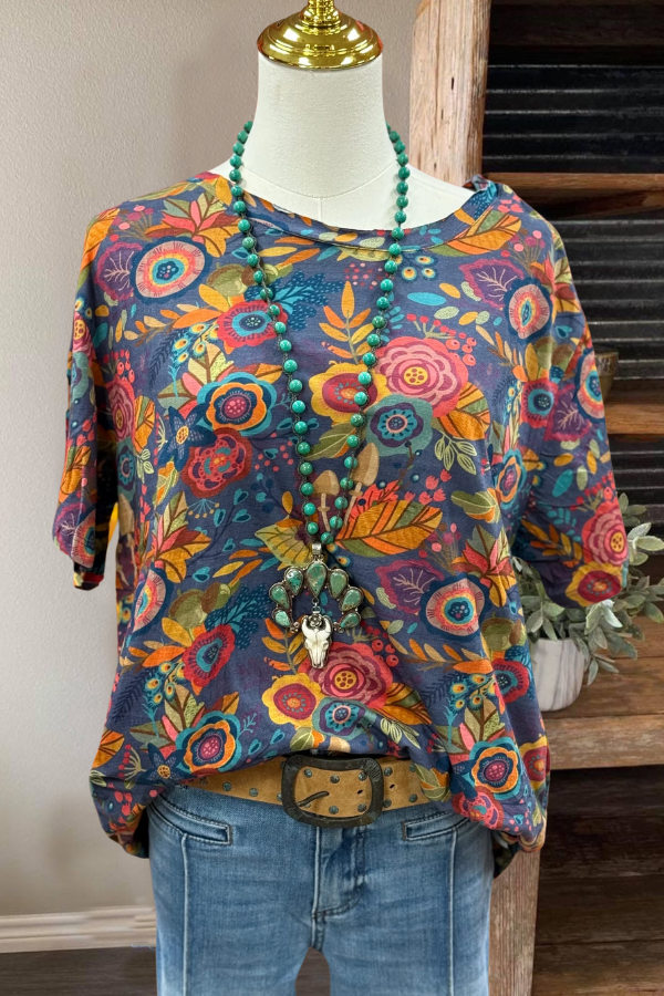 Artistic Abstract Floral Top