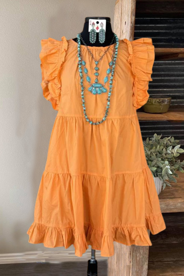 Orange Ruffled Mini Dress