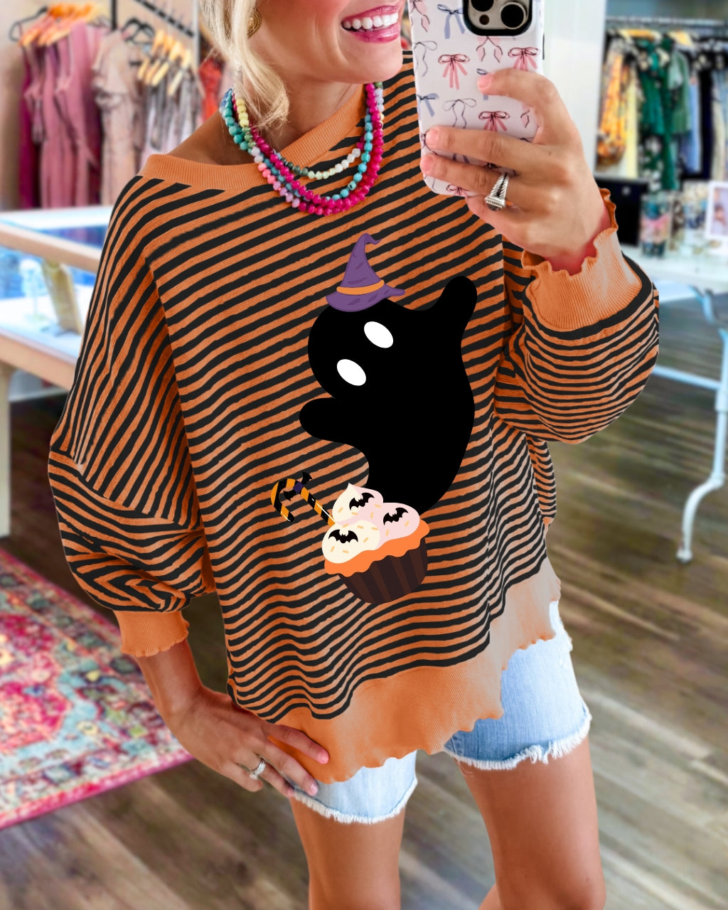 Ghost Witch Sweet Stripe Pullover