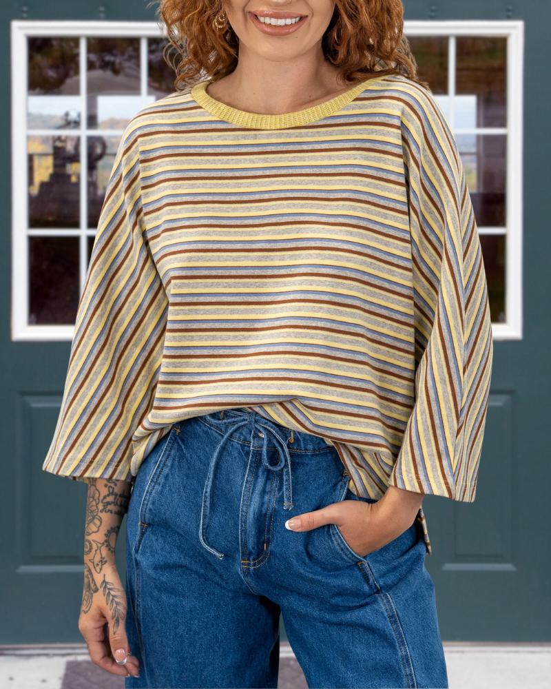 Casual Striped Crewneck Top