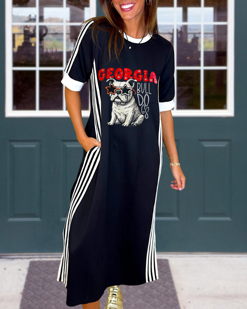 GEORGIA Bulldog Stripe Maxi Dress