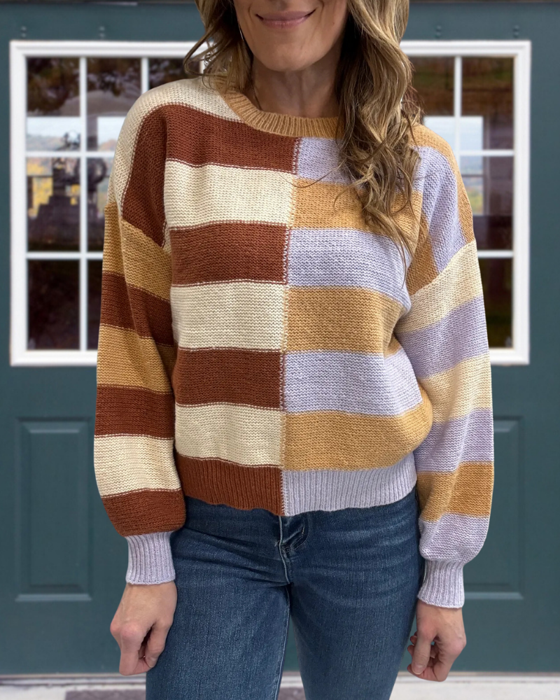 Stylish Colorblock Crewneck Sweater