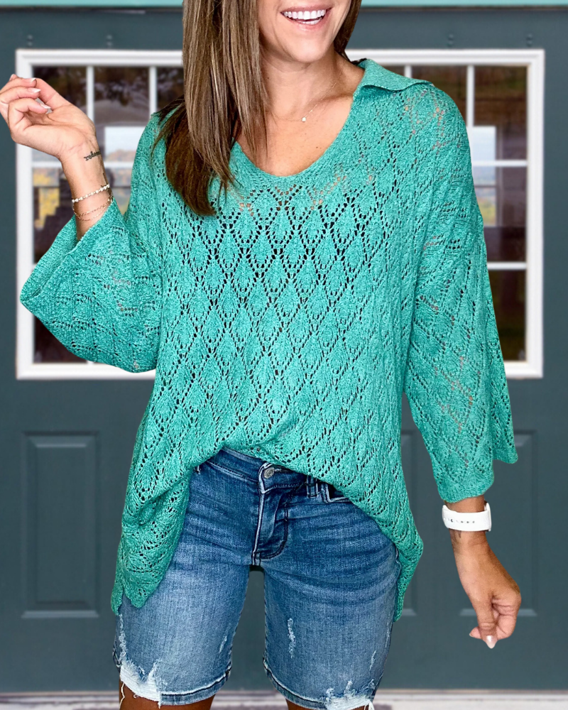 Oversized Hollow Knit Top