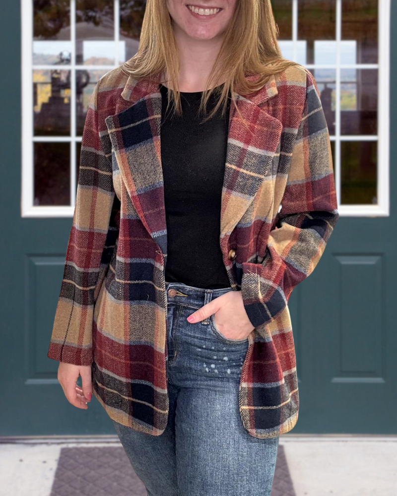 Classic Woolen Plaid Jacket