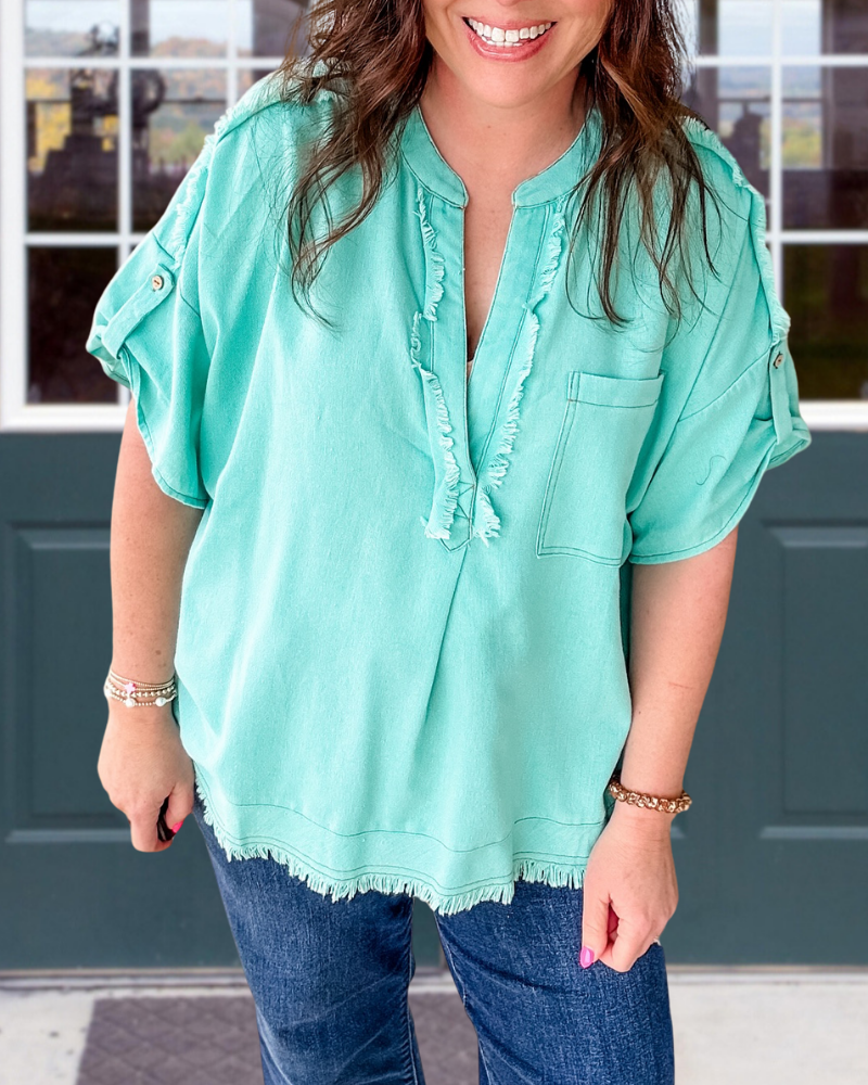 Stylish Washed Raw Edge Top