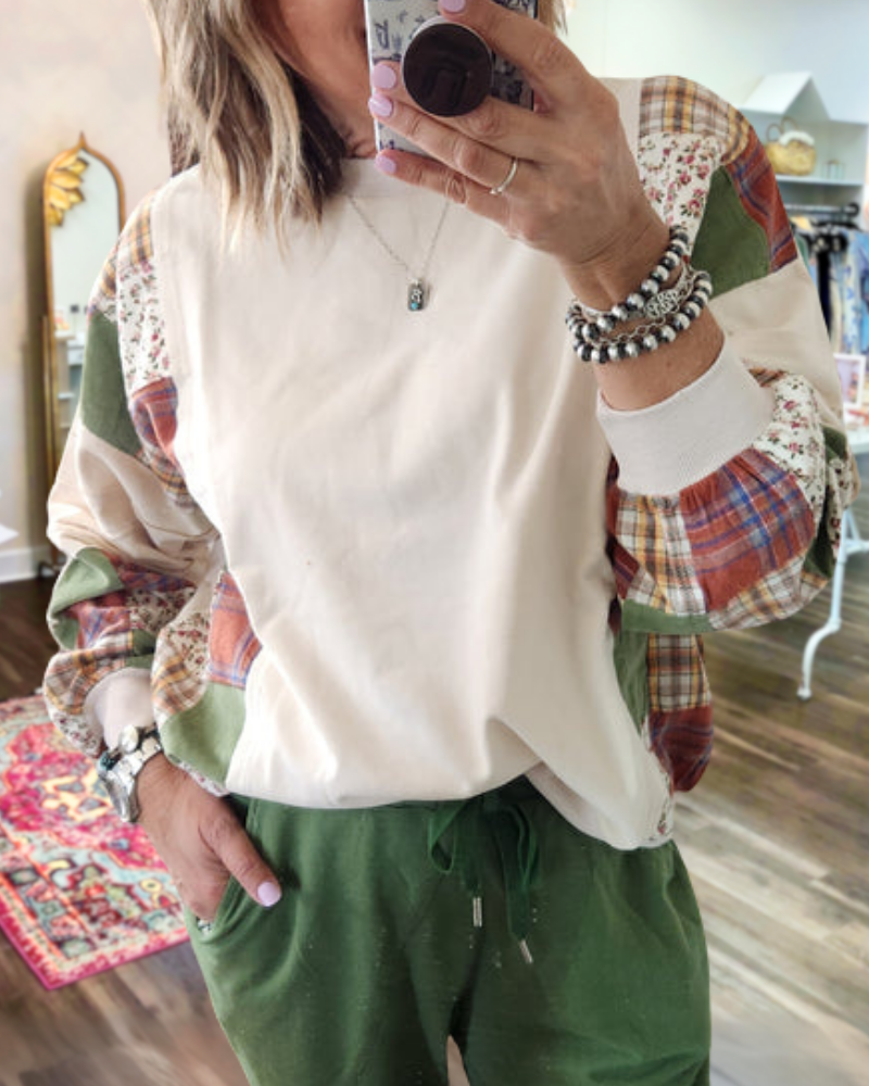 Unique Mixed Check Sweatshirt