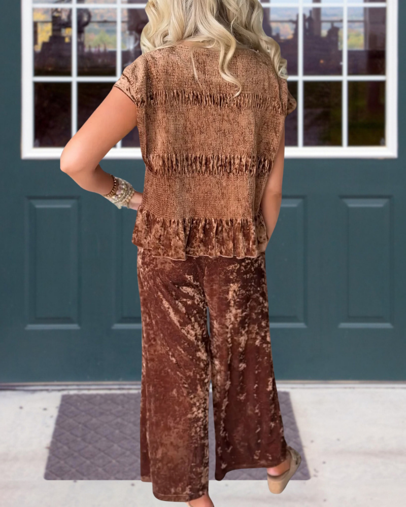 Chic Pleated Velvet Set