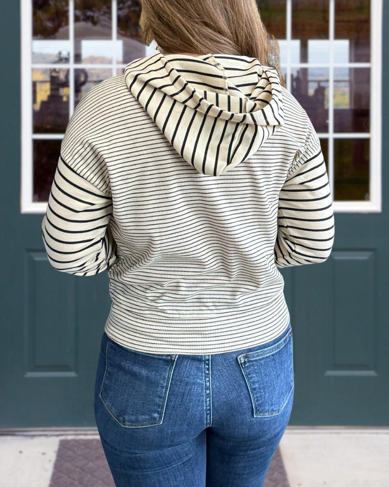 Striped Waffle Panel Hoodie
