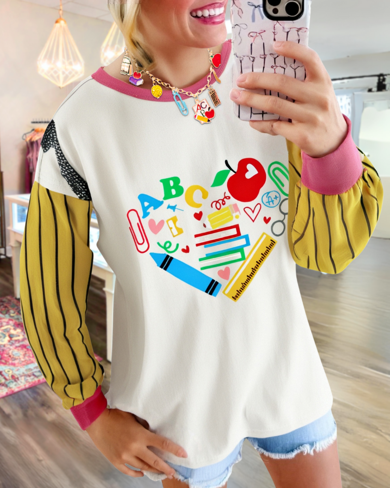 Fun Pencil Sleeve Sweatshirt