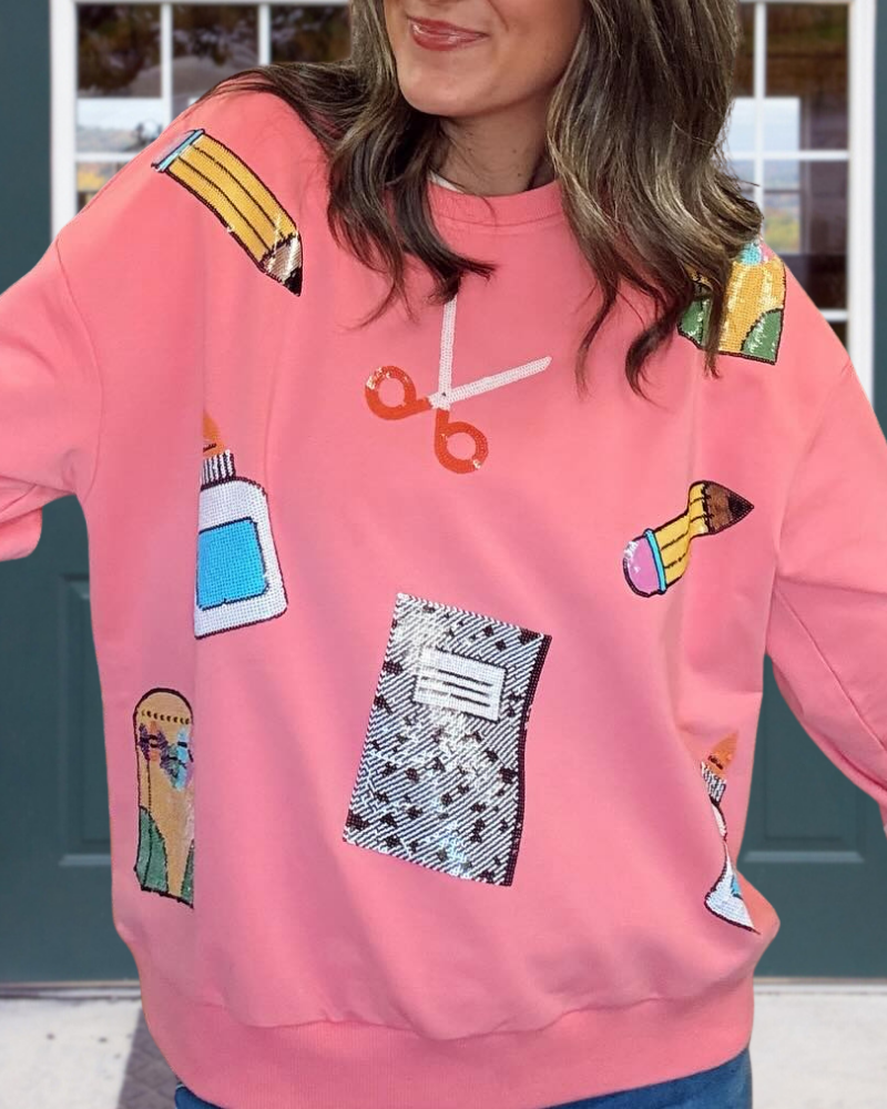 School Tools Sequined Sweatshirt