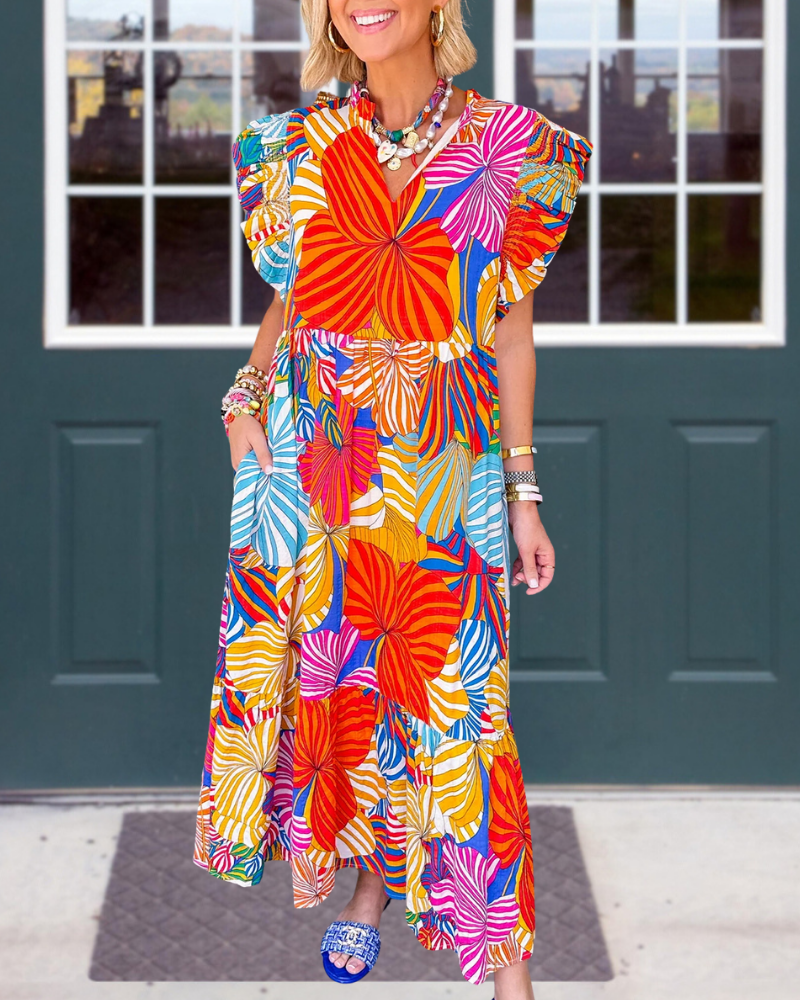 Colorful Kaleidoscope Satin Dress