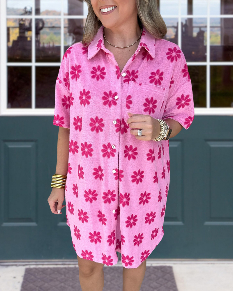 Chic Floral Shirt Dress