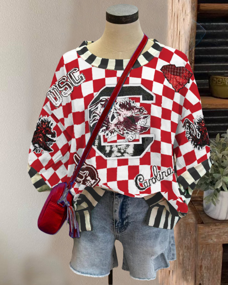 USC Sequined Plaid T-Shirt