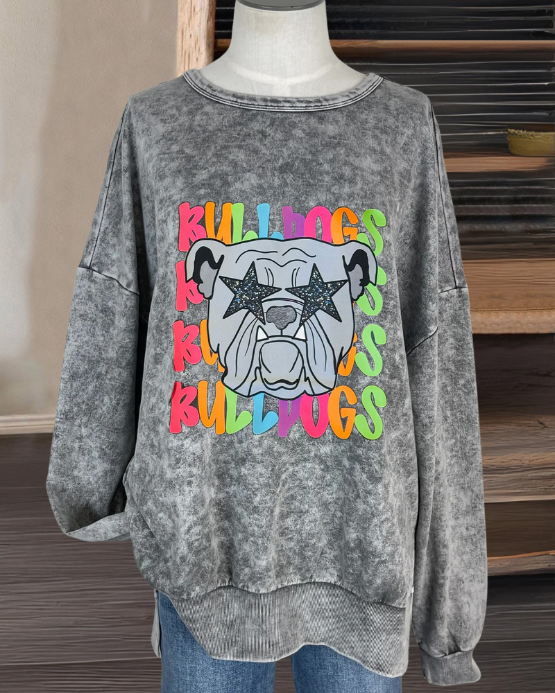 Bulldog Star Washed Sweatshirt