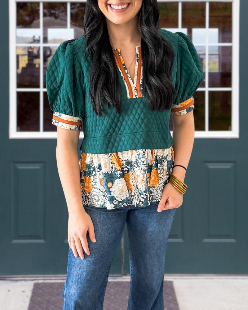 Floral Quilted Textured Top