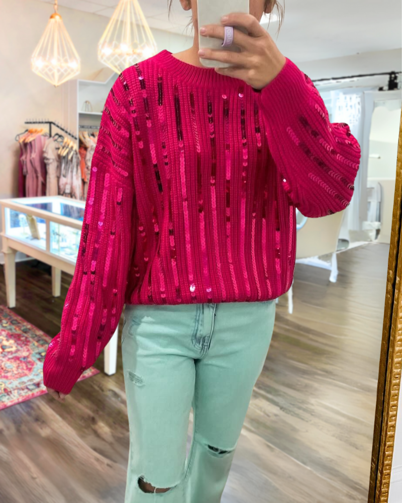 Sparkling Sequined Crewneck Sweater