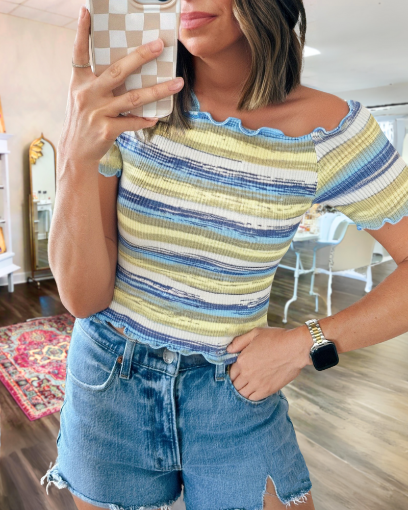 Elegant Striped Ribbed Top