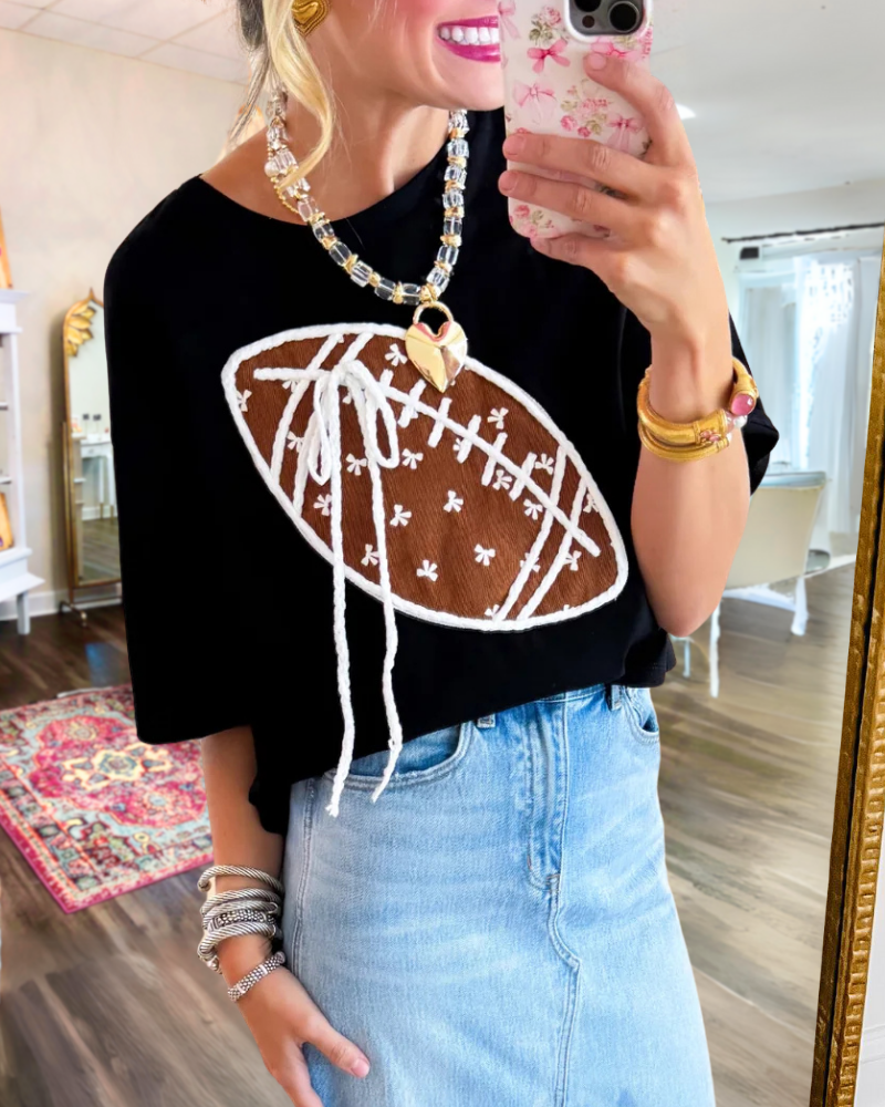 Rugby Bow Embroidered T-Shirt
