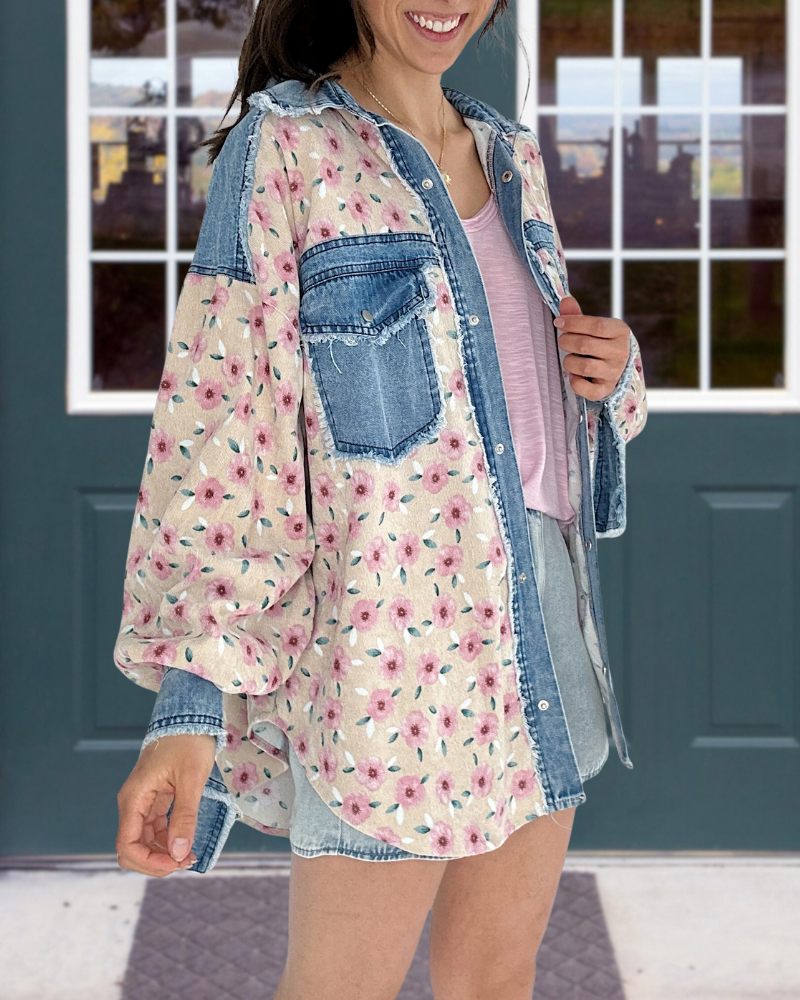 Unique Floral Denim Shirt