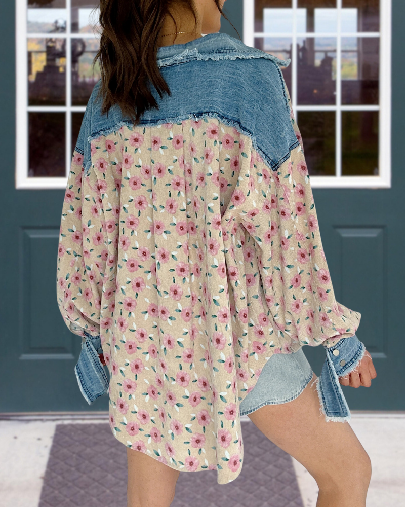 Unique Floral Denim Shirt