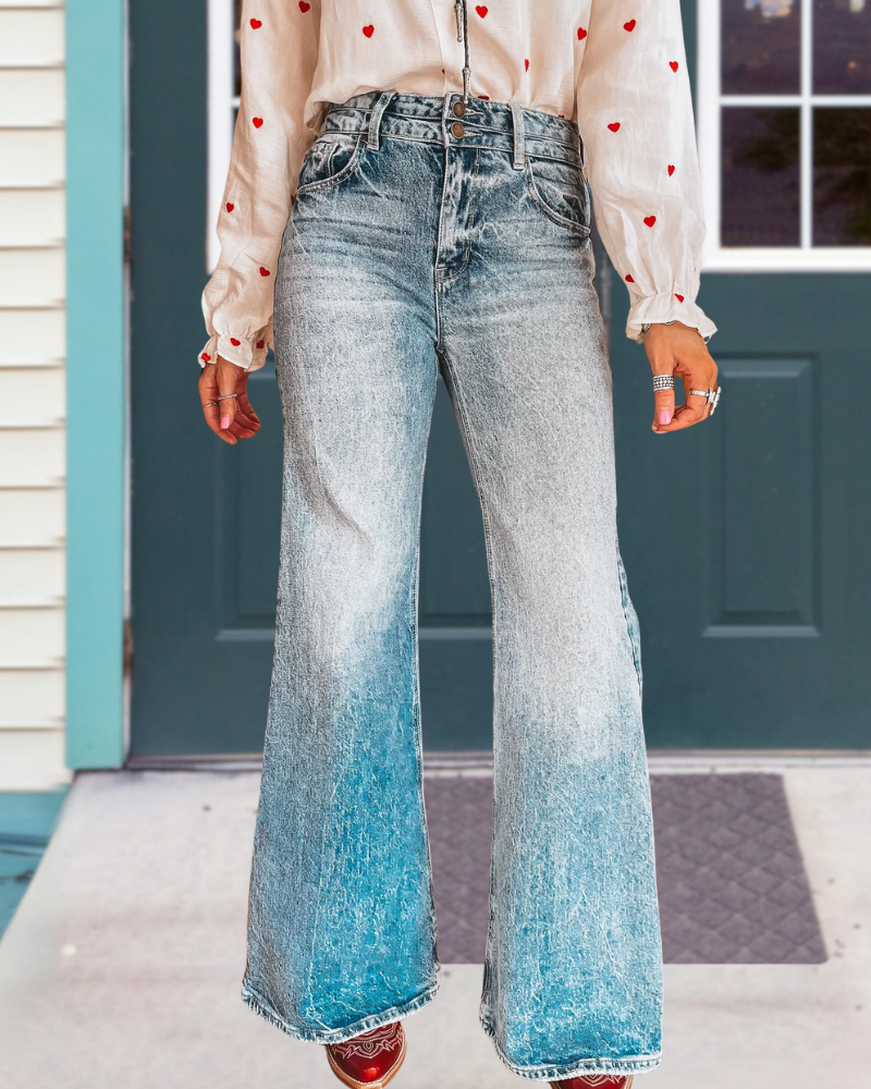 Vintage Washed Denim Flared Pants