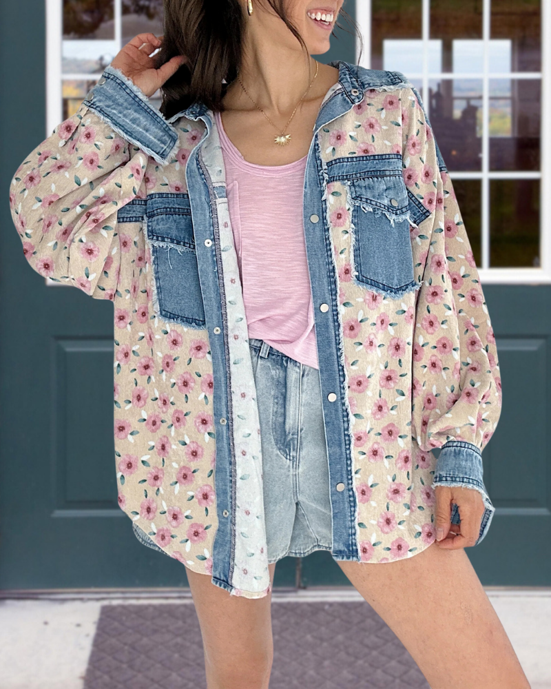 Unique Floral Denim Shirt