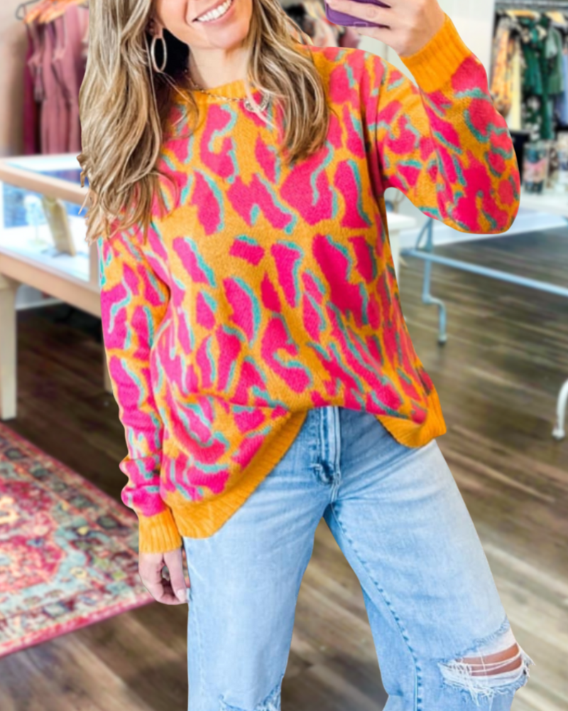 Colorful Leopard Print Sweatshirt