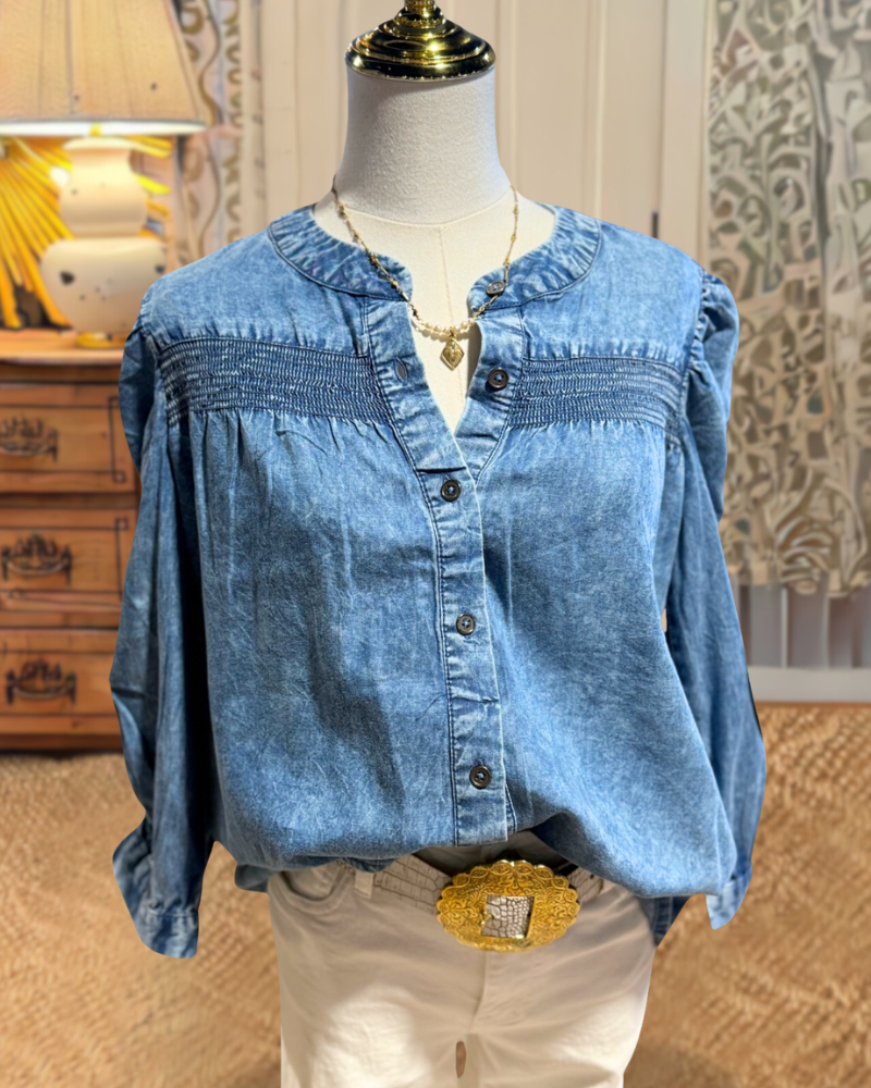 Chic Smocked Denim Top