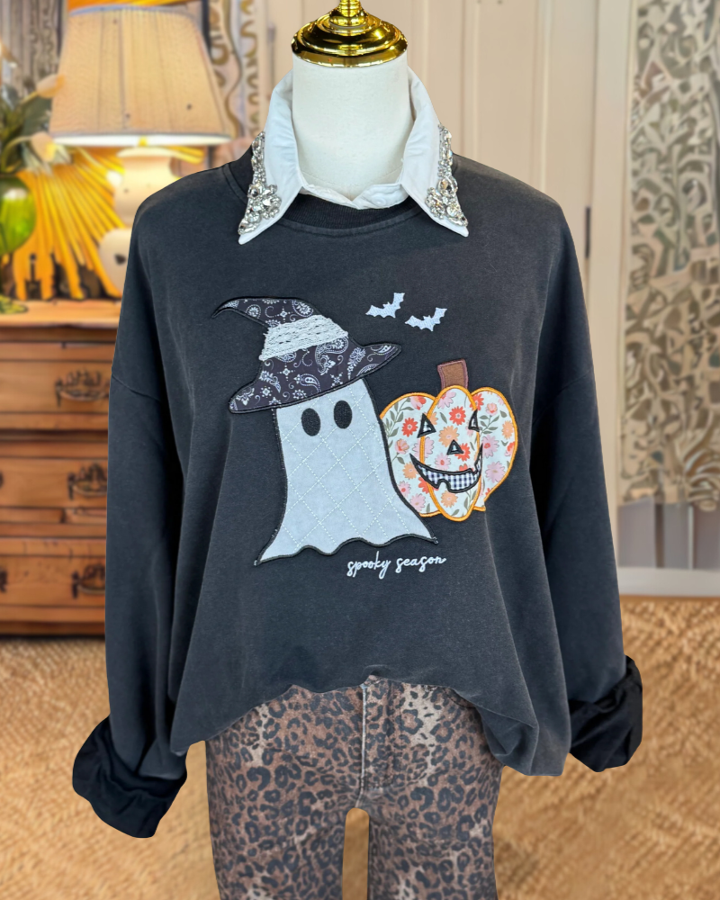 Ghost Pumpkin Embroidered Sweatshirt