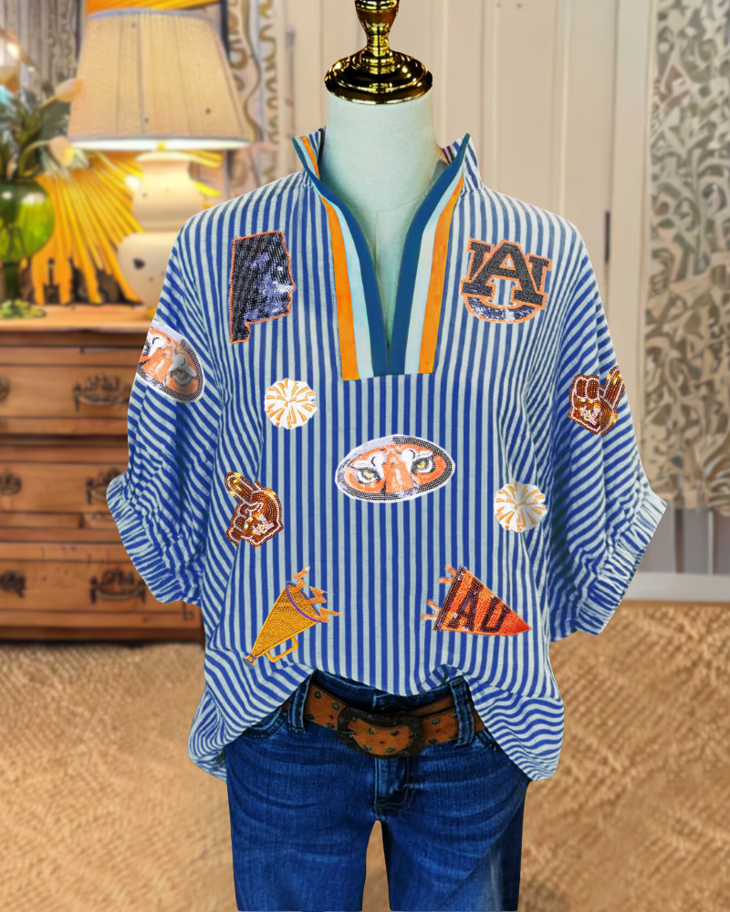 Auburn Tigers Sequin Stripe Top