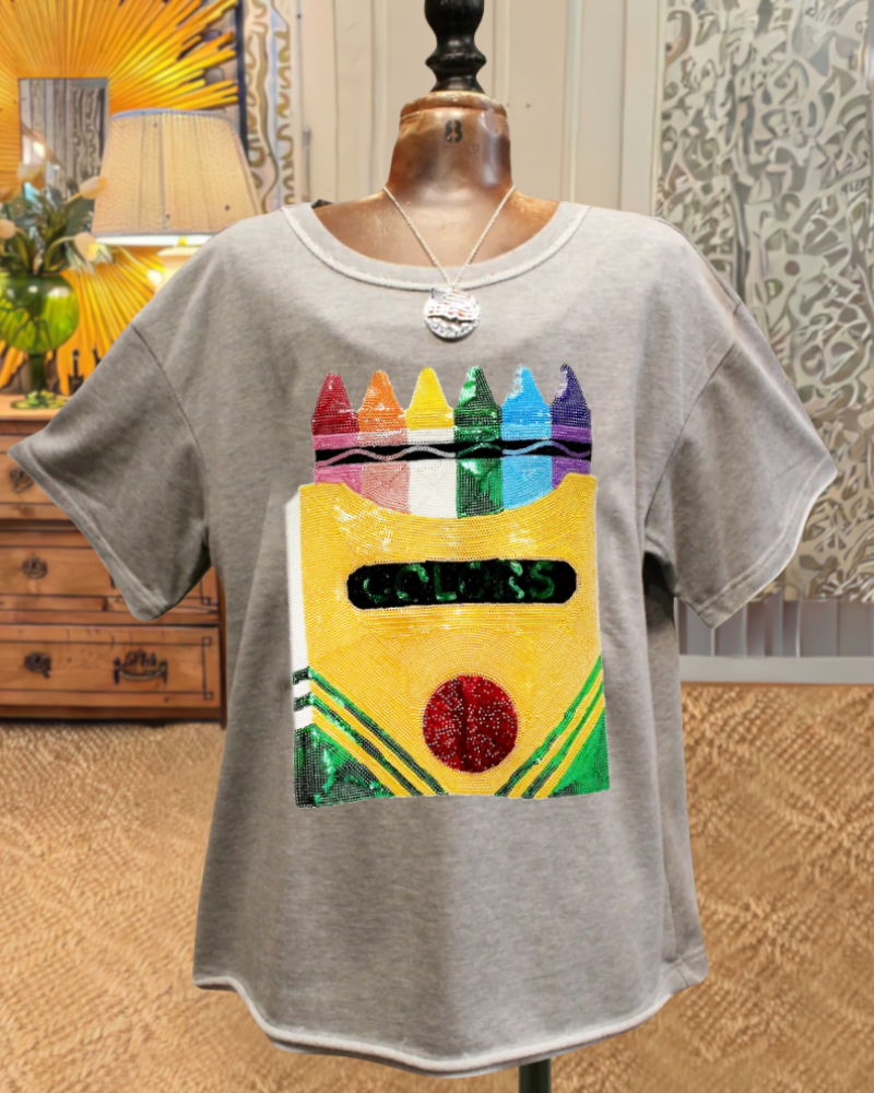 Colorful Paintbrush Sequin T-shirt