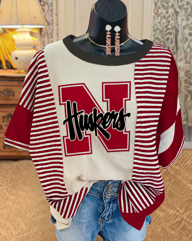 Nebraska Huskers striped T-shirt