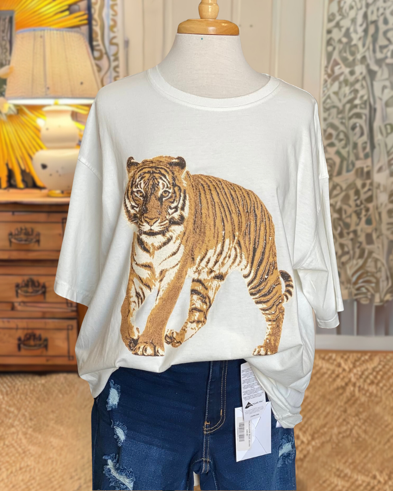 Oversized Tiger Crewneck T-shirt