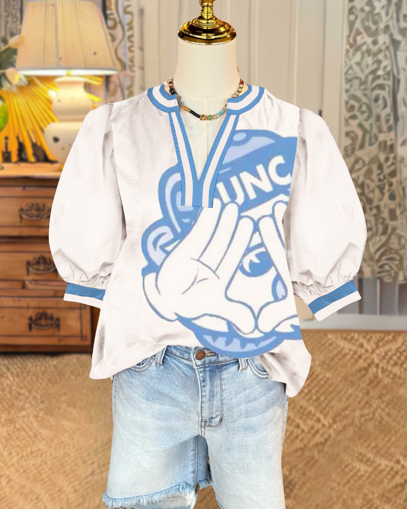 Playful UNC Rameses Satin Top