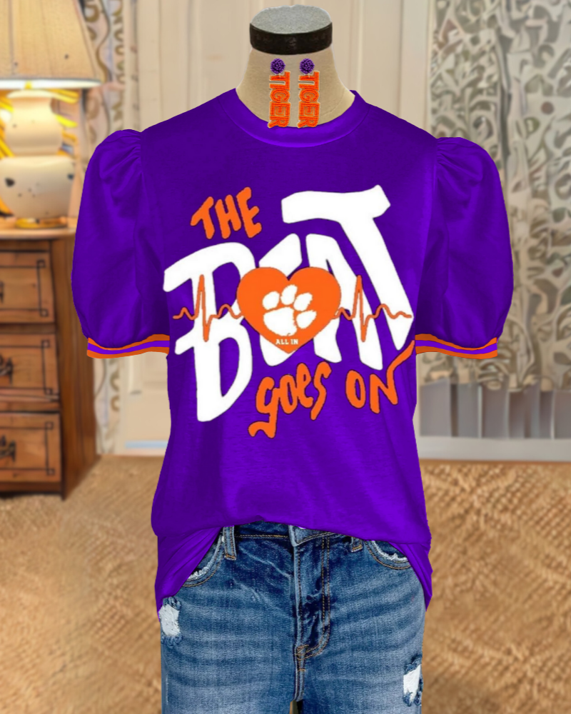 Clemson Tigers Puff Sleeve Top