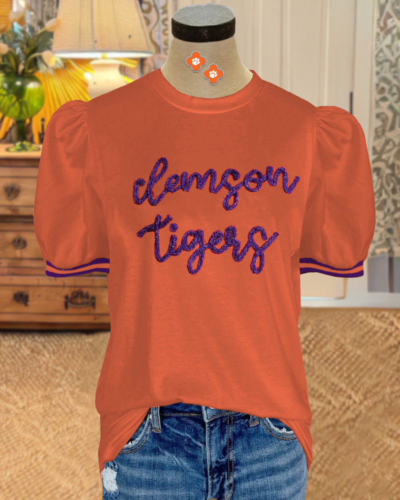 Clemson Tigers Embroidered Top